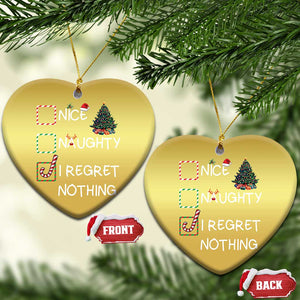 Funny Nice Naughty And I Regret Nothing Xmas List Christmas Ornament Xmas Tree Candy Cane TS11 Heart Gold Print Your Wear