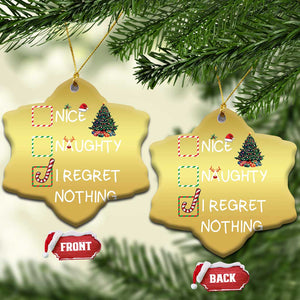 Funny Nice Naughty And I Regret Nothing Xmas List Christmas Ornament Xmas Tree Candy Cane TS11 Snow Flake Gold Print Your Wear