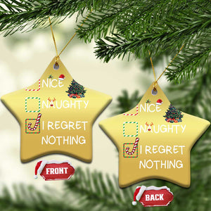 Funny Nice Naughty And I Regret Nothing Xmas List Christmas Ornament Xmas Tree Candy Cane TS11 Star Gold Print Your Wear