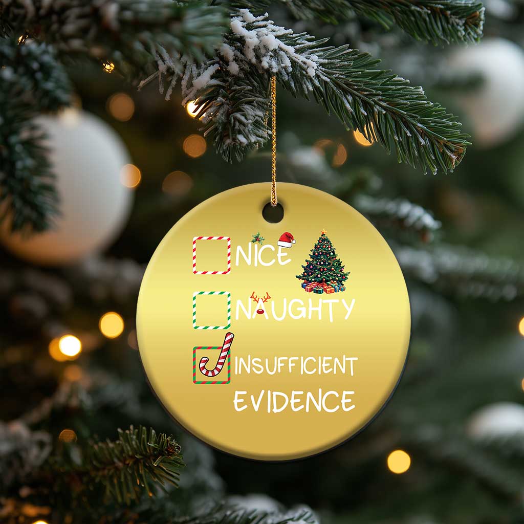 Funny Nice Naughty Insufficient Evidence Christmas Ornament Xmas Tree Candy Cane TS11 Print Your Wear