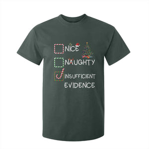 Funny Nice Naughty Insufficient Evidence T Shirt For Kid Christmas Tree Candy Cane TS11 Dark Forest Green Print Your Wear