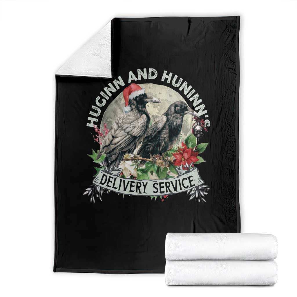 Christmas Viking Throw Blanket Huginn And Hunninn's Delivery Service Raven TS11 Black Print Your Wear