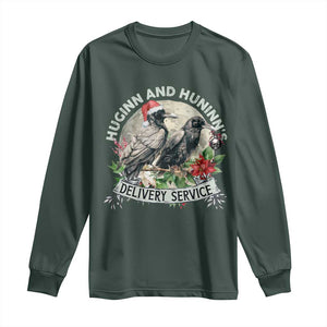 Christmas Viking Long Sleeve Shirt Huginn And Hunninn's Delivery Service Raven TS11 Dark Forest Green Print Your Wear