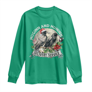 Christmas Viking Long Sleeve Shirt Huginn And Hunninn's Delivery Service Raven TS11 Irish Green Print Your Wear