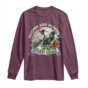 Christmas Viking Long Sleeve Shirt Huginn And Hunninn's Delivery Service Raven TS11 Maroon Print Your Wear