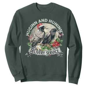 Christmas Viking Sweatshirt Huginn And Hunninn's Delivery Service Raven TS11 Dark Forest Green Print Your Wear