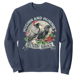 Christmas Viking Sweatshirt Huginn And Hunninn's Delivery Service Raven TS11 Navy Print Your Wear