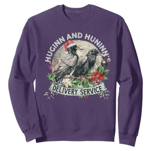 Christmas Viking Sweatshirt Huginn And Hunninn's Delivery Service Raven TS11 Purple Print Your Wear