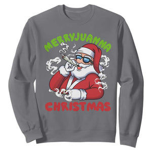 Funny Christmas Weed Sweatshirt Merryjuanna Christmas Santa Xmas TS11 Charcoal Print Your Wear