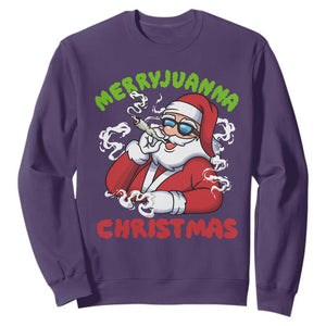 Funny Christmas Weed Sweatshirt Merryjuanna Christmas Santa Xmas TS11 Purple Print Your Wear