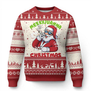 Funny Xmas Weed Ugly Christmas Sweater Merryjuanna Christmas Santa Xmas TS11 Red Print Your Wear