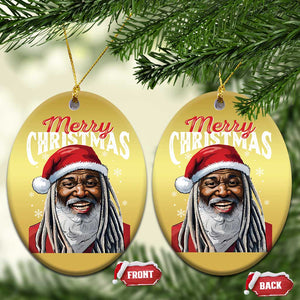 Merry Xmas Dreadlocks Black Santa Christmas Ornament TS11 Oval Gold Print Your Wear