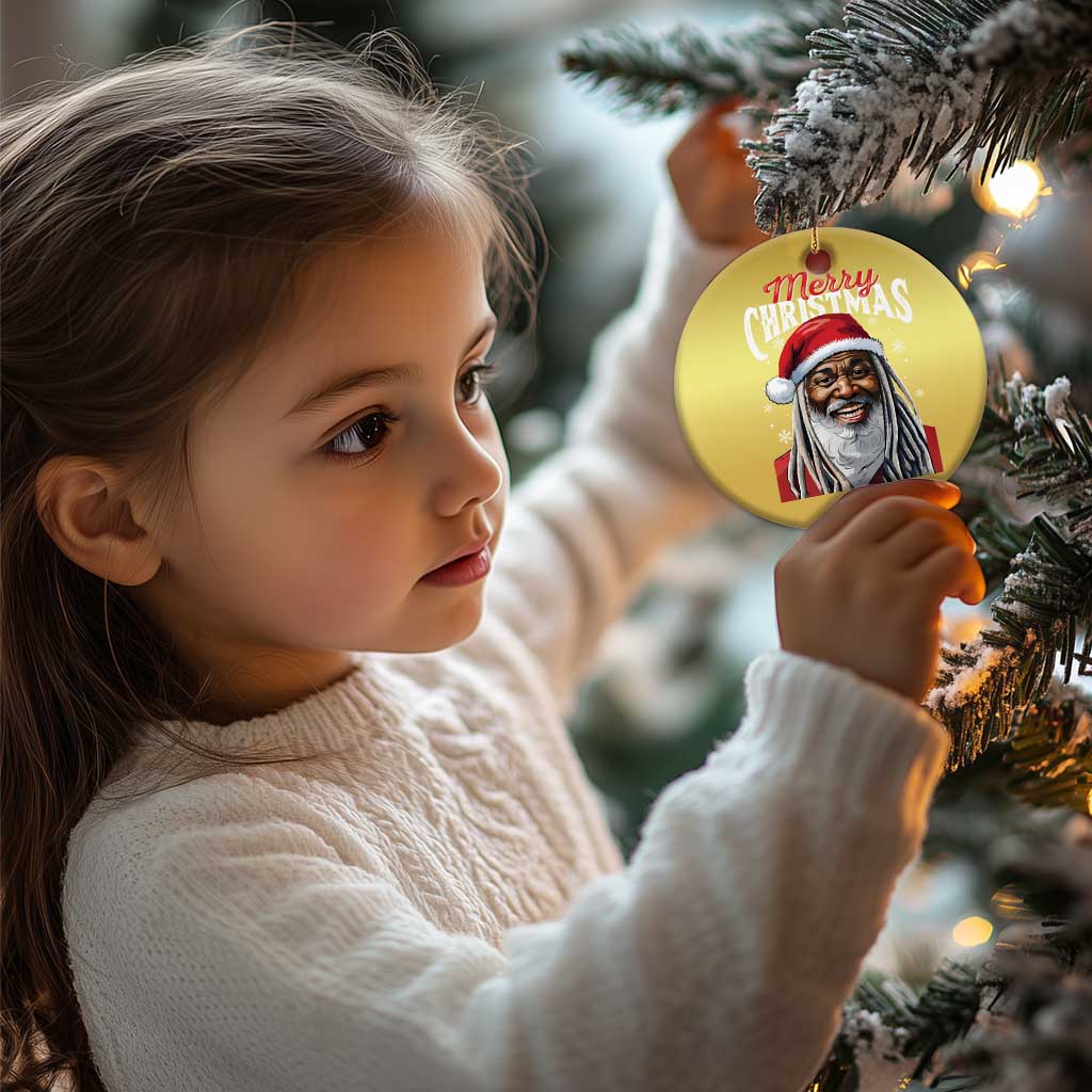 Merry Xmas Dreadlocks Black Santa Christmas Ornament TS11 Print Your Wear