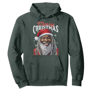 Merry Christmas Dreadlocks Black Santa Hoodie TS11 Dark Forest Green Print Your Wear