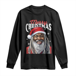 Merry Christmas Dreadlocks Black Santa Long Sleeve Shirt TS11 Black Print Your Wear