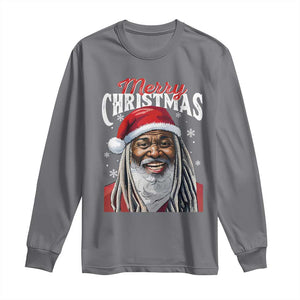 Merry Christmas Dreadlocks Black Santa Long Sleeve Shirt TS11 Charcoal Print Your Wear