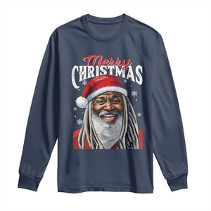 Merry Christmas Dreadlocks Black Santa Long Sleeve Shirt TS11 Navy Print Your Wear