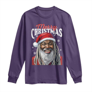 Merry Christmas Dreadlocks Black Santa Long Sleeve Shirt TS11 Purple Print Your Wear