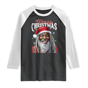 Merry Christmas Dreadlocks Black Santa Raglan Shirt TS11 Black White Print Your Wear