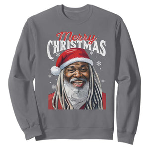Merry Christmas Dreadlocks Black Santa Sweatshirt TS11 Charcoal Print Your Wear
