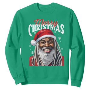 Merry Christmas Dreadlocks Black Santa Sweatshirt TS11 Irish Green Print Your Wear
