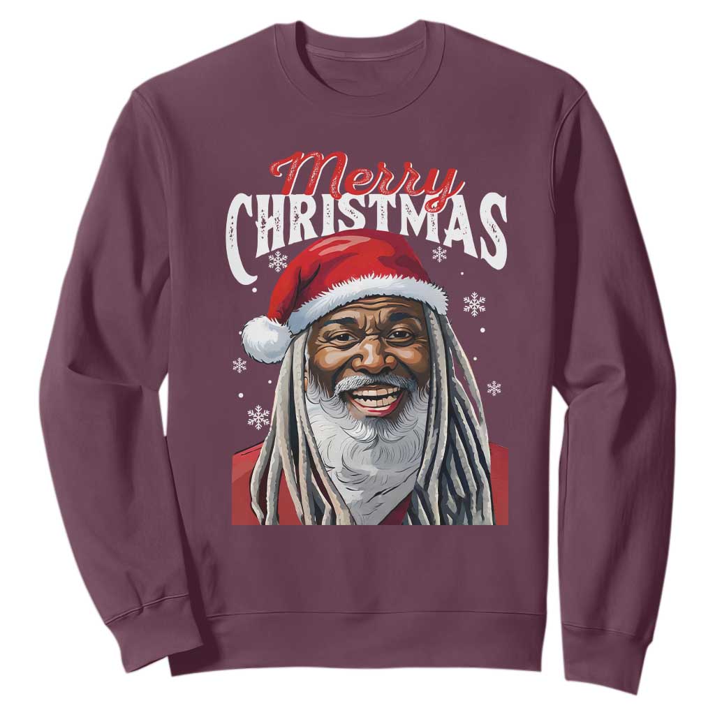 Merry Christmas Dreadlocks Black Santa Sweatshirt TS11 Maroon Print Your Wear