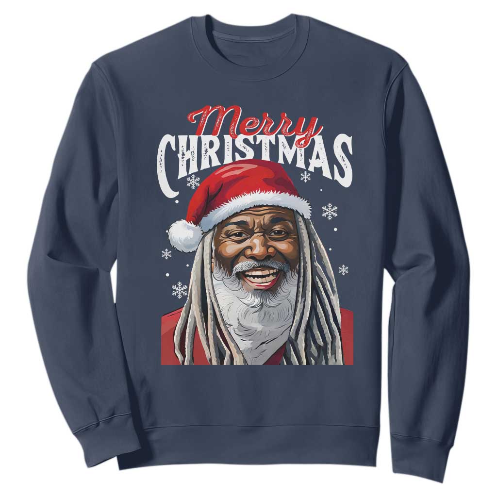 Merry Christmas Dreadlocks Black Santa Sweatshirt TS11 Navy Print Your Wear