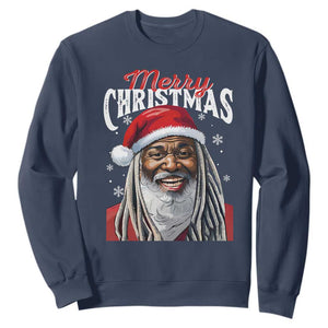 Merry Christmas Dreadlocks Black Santa Sweatshirt TS11 Navy Print Your Wear