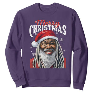 Merry Christmas Dreadlocks Black Santa Sweatshirt TS11 Purple Print Your Wear
