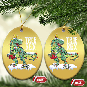 Funny Xmas Dinosaur Christmas Ornament Tree Rex Dinosaur Xmas Tree TS11 Oval Gold Print Your Wear