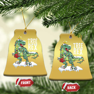 Funny Xmas Dinosaur Christmas Ornament Tree Rex Dinosaur Xmas Tree TS11 Bell Flake Gold Print Your Wear