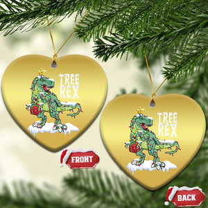 Funny Xmas Dinosaur Christmas Ornament Tree Rex Dinosaur Xmas Tree TS11 Heart Gold Print Your Wear