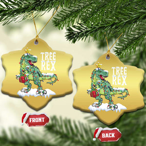 Funny Xmas Dinosaur Christmas Ornament Tree Rex Dinosaur Xmas Tree TS11 Snow Flake Gold Print Your Wear