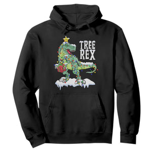 Funny Christmas T-Rex Hoodie Tree Rex Dinosaur Xmas Tree TS11 Black Print Your Wear