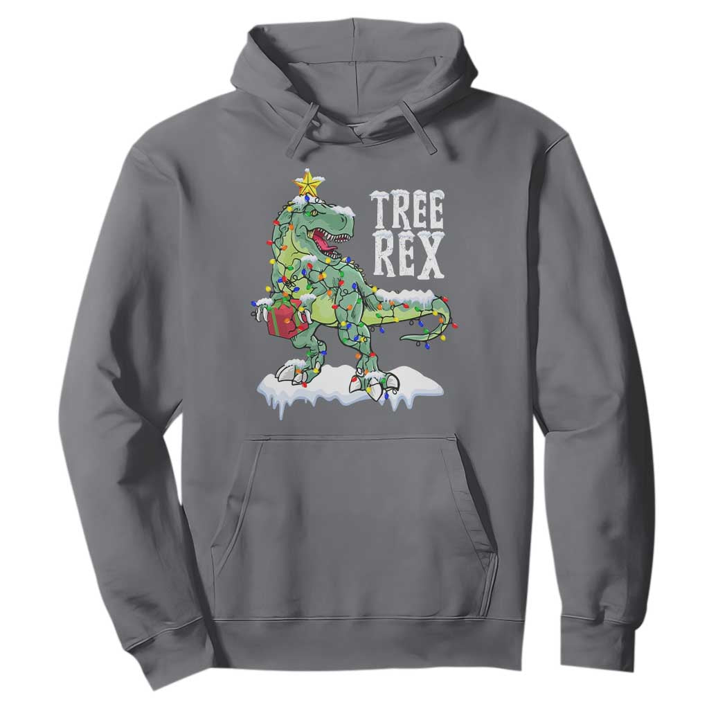 Funny Christmas T-Rex Hoodie Tree Rex Dinosaur Xmas Tree TS11 Charcoal Print Your Wear