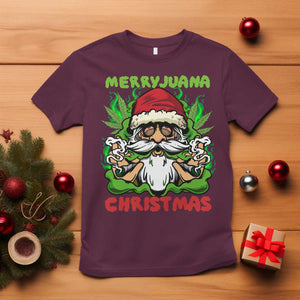 Funny Weed Christmas T Shirt Merry Juana Xmas Santa TS11 Maroon Print Your Wear
