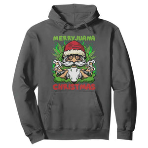 Funny Weed Christmas Hoodie Merry Juana Xmas Santa TS11 Dark Heather Print Your Wear