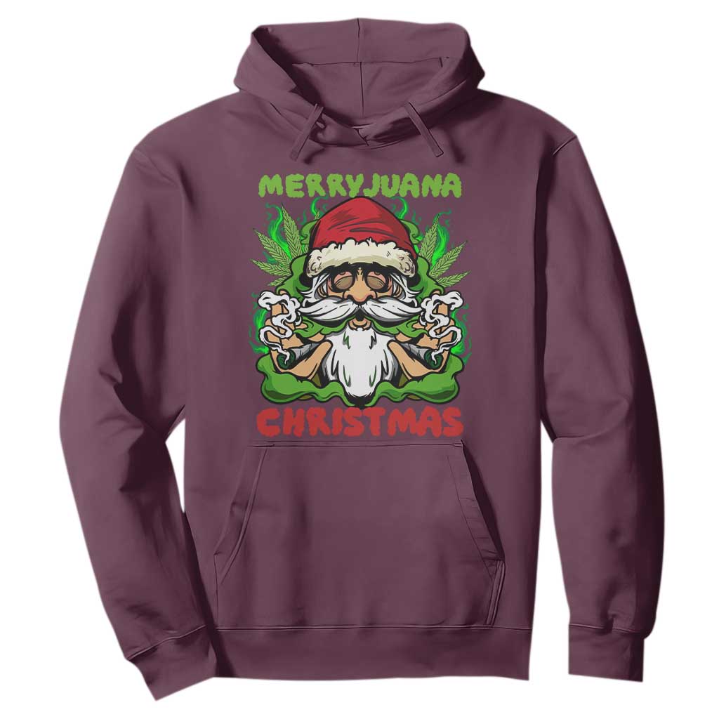 Funny Weed Christmas Hoodie Merry Juana Xmas Santa TS11 Maroon Print Your Wear