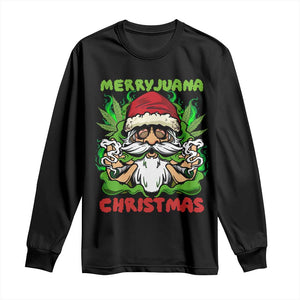 Funny Weed Christmas Long Sleeve Shirt Merry Juana Xmas Santa TS11 Black Print Your Wear