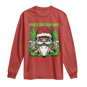 Funny Weed Christmas Long Sleeve Shirt Merry Juana Xmas Santa TS11 Red Print Your Wear