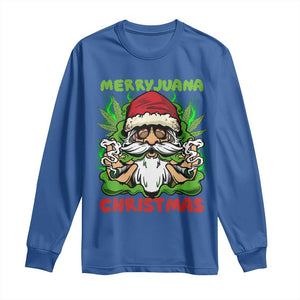 Funny Weed Christmas Long Sleeve Shirt Merry Juana Xmas Santa TS11 Royal Blue Print Your Wear