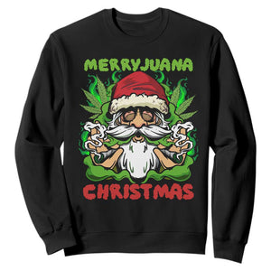 Funny Weed Christmas Sweatshirt Merry Juana Xmas Santa TS11 Black Print Your Wear