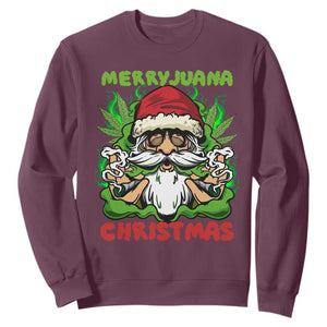 Funny Weed Christmas Sweatshirt Merry Juana Xmas Santa TS11 Maroon Print Your Wear