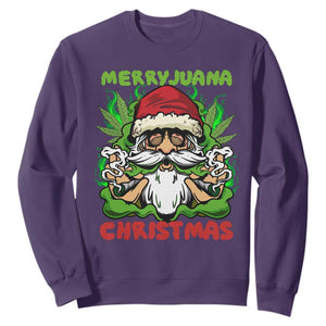 Funny Weed Christmas Sweatshirt Merry Juana Xmas Santa TS11 Purple Print Your Wear