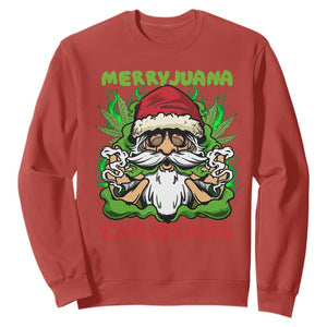 Funny Weed Christmas Sweatshirt Merry Juana Xmas Santa TS11 Red Print Your Wear