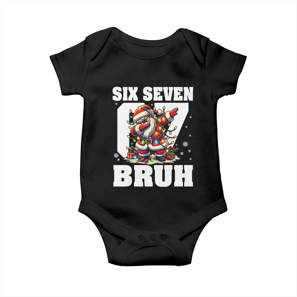 Funny Christmas Six Seven Bruh Baby Onesie Dabbing Santa TS11 Black Print Your Wear