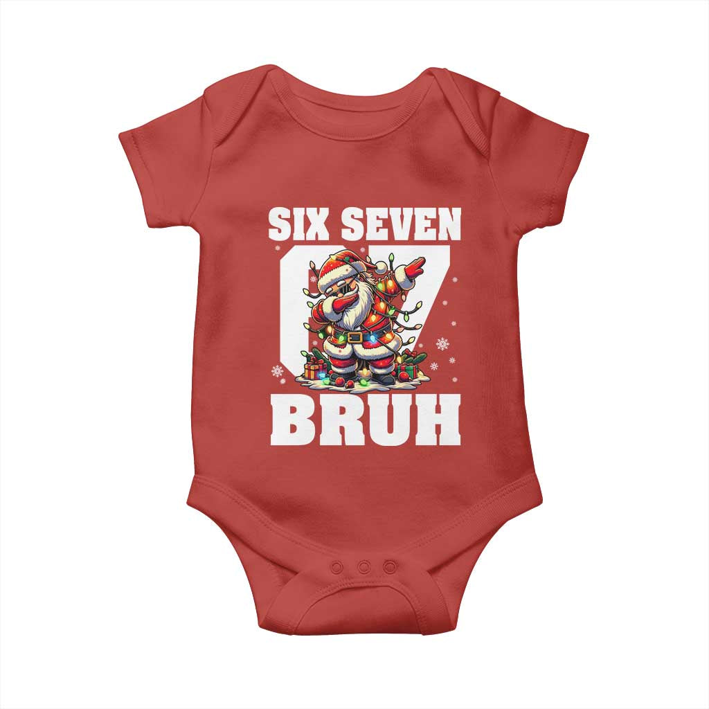 Funny Christmas Six Seven Bruh Baby Onesie Dabbing Santa TS11 Red Print Your Wear