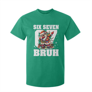Funny Christmas Six Seven Bruh T Shirt For Kid Dabbing Santa TS11 Irish Green Print Your Wear