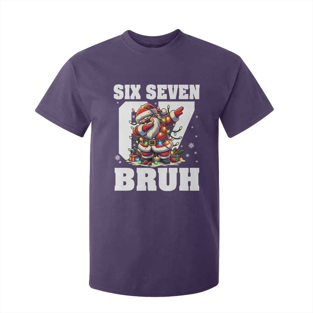 Funny Christmas Six Seven Bruh T Shirt For Kid Dabbing Santa TS11 Purple Print Your Wear