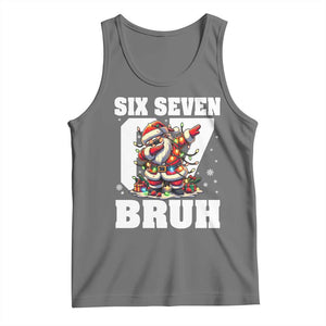 Funny Christmas Six Seven Bruh Tank Top Dabbing Santa TS11 Black Heather Print Your Wear